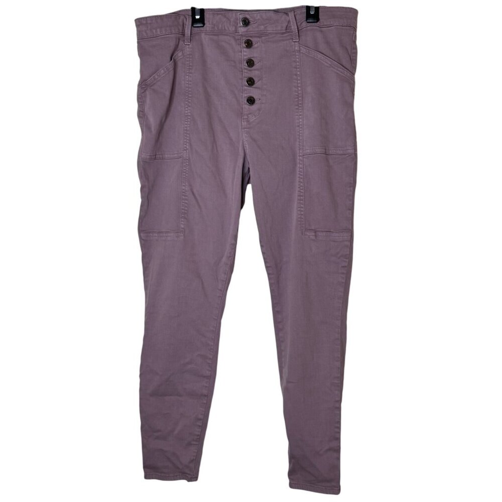 Pistola Utility Skinny Pants 33 Mauve Button Fly Stretch Jeans Workwear Cargo